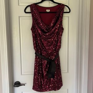 Cache Maroon Sequin Mini Dress